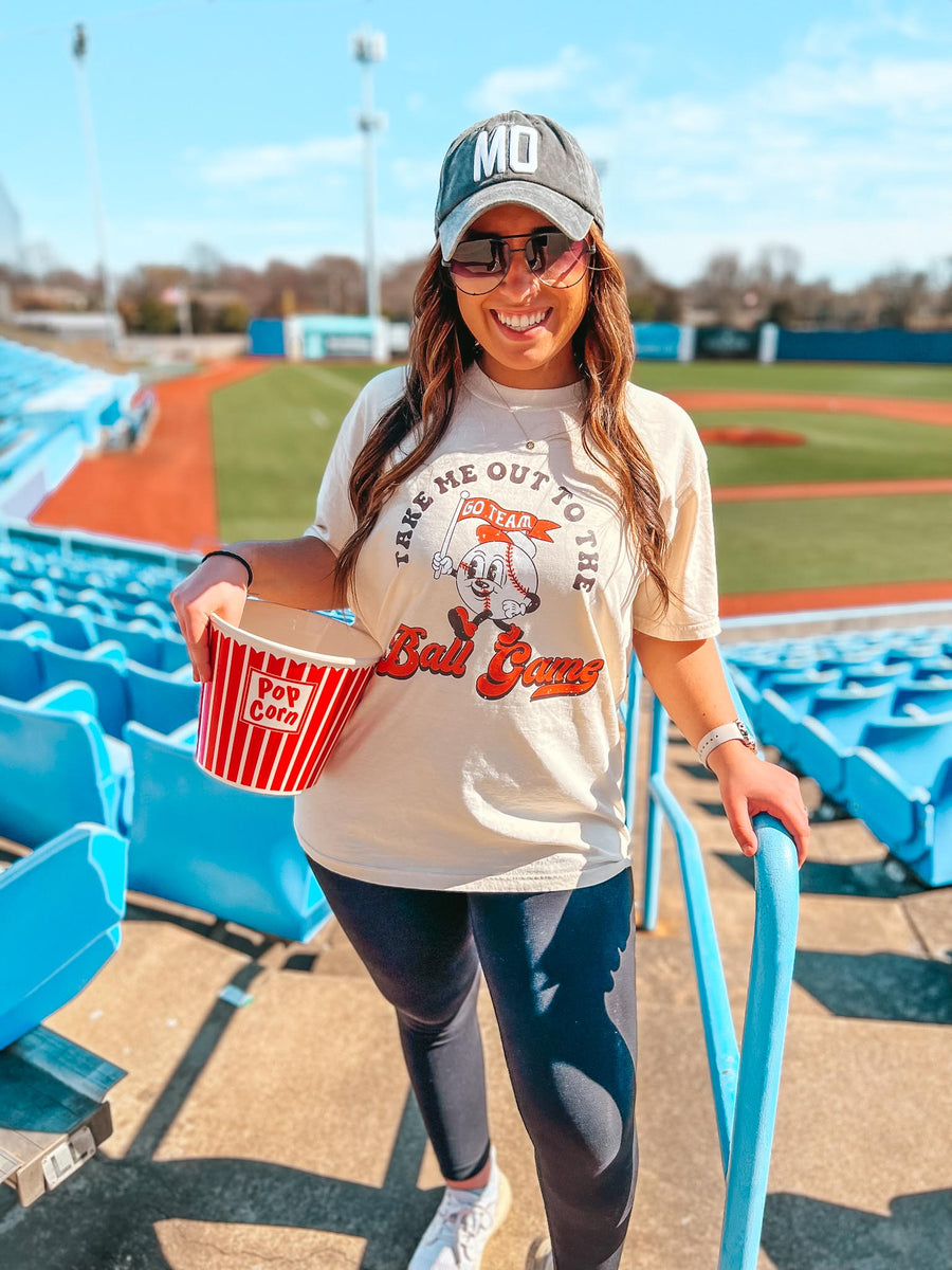 DesignRealm Take Me Out to The Ballgame | Baseball T-Shirt | Baseball Tee | Texas Rangers | Baseball Mom | Baseball Dad | Peanuts and Crackerjacks 