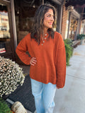 RUST WAFFLE KNIT SWEATER