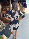 BLACK & CREAM FLORAL DRESS