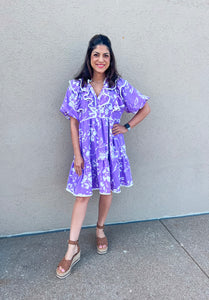 LILAC FLORAL BABYDOLL DRESS