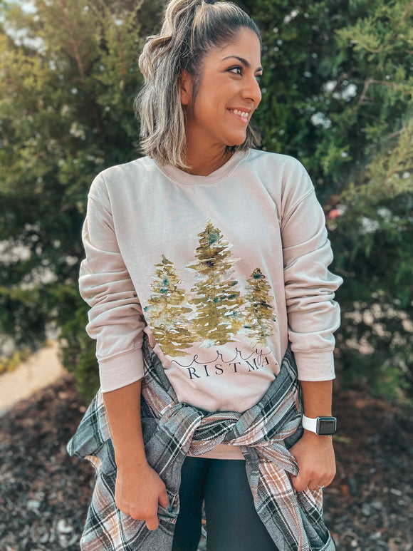 WATERCOLOR MERRY CHRISTMAS SWEATSHIRT {{PREORDER}}