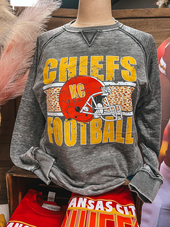 KANSAS CITY FOOTBALL ACID WASH SWEATSHIRT {{PREORDER}}