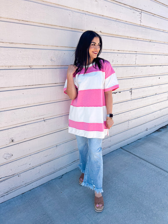 Bubble Pink Mineral Wash ColorBlock Tunic