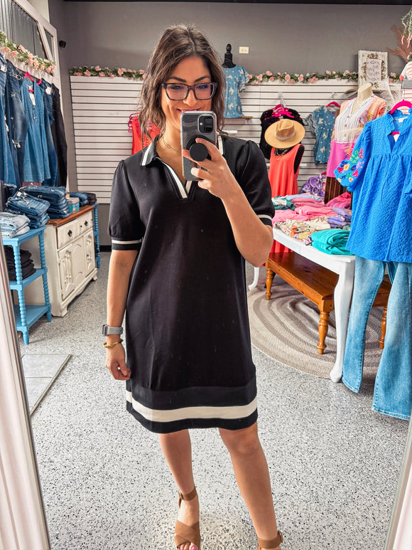 BLACK STRIPE SPORTY DRESS