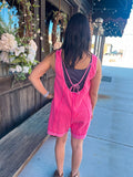 PINK WAFFLE KNIT ROMPER