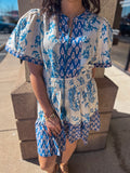 Blue Abstract Pattern Dress