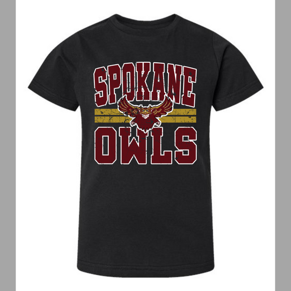 SPOKANE OWLS VARSITY BLOCK TEE-BLACK