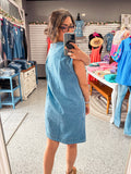 LIGHT BLUE DENIM BABYDOLL DRESS