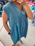 LIGHT BLUE DENIM BABYDOLL DRESS