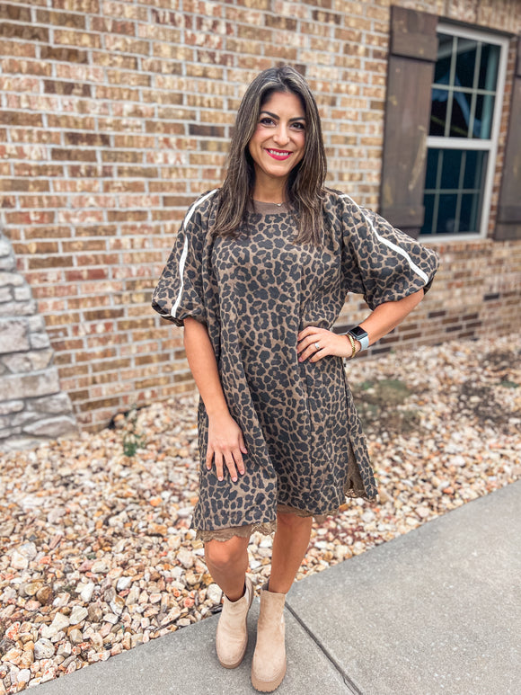 BROWN LEOPARD DRESS