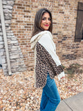 LEOPARD DETAILS HOODED TOP