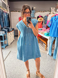 LIGHT BLUE DENIM BABYDOLL DRESS