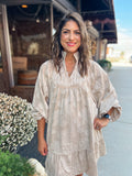 OATMEAL FLORAL PATTERN DRESS