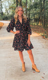 Black Floral Corduroy Dress