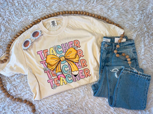 COLORFUL STACKED TEACHER TEE {{PREORDER}}