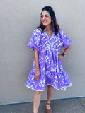 LILAC FLORAL BABYDOLL DRESS