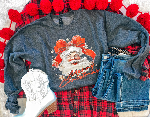 MERRY CHRISTMAS SANTA SWEATSHIRT (D GREY)