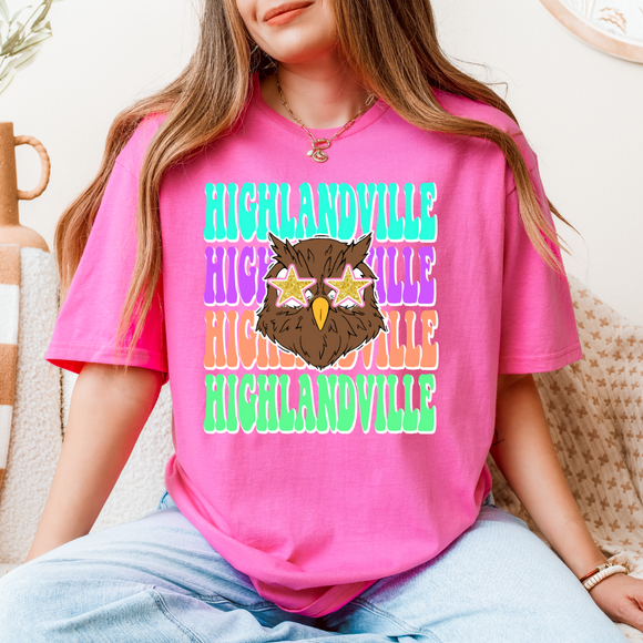 HIGHLANDVILLE COLORFUL STACKED TEE-PINK