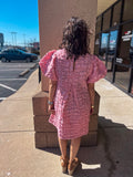 Pink Textured Floral Dress