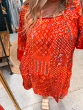 RED PATTERN DRESS