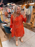RED PATTERN DRESS