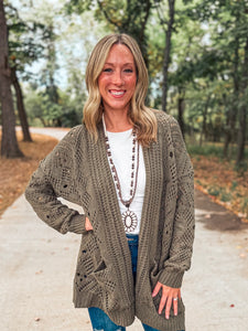 Olive Chunky Cardigan