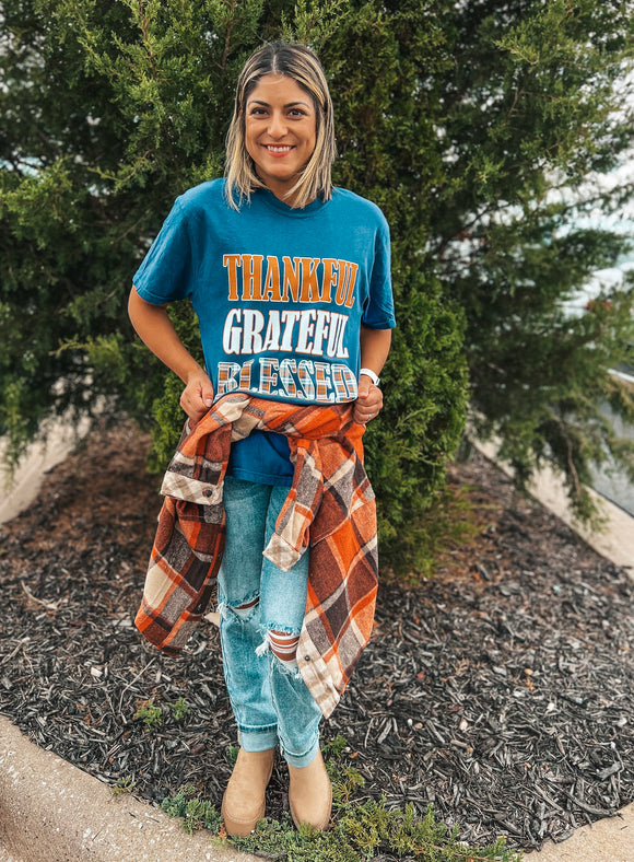 THANKFUL GRATEFUL BLESSED TEE  {{PREORDER}}