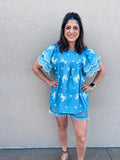 LIGHT DENIM EMBROIDERED TOP
