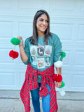 CHRISTMAS STAMPS SWEATSHIRT (H GREEN)