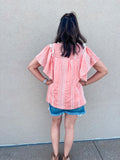 PEACH VINTAGE EMBROIDERED TOP