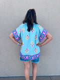 LT BLUE BOHO BLOOM BORDER TOP