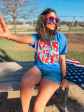 USA HOME OF THE BRAVE TEE (MYSTIC BLUE)