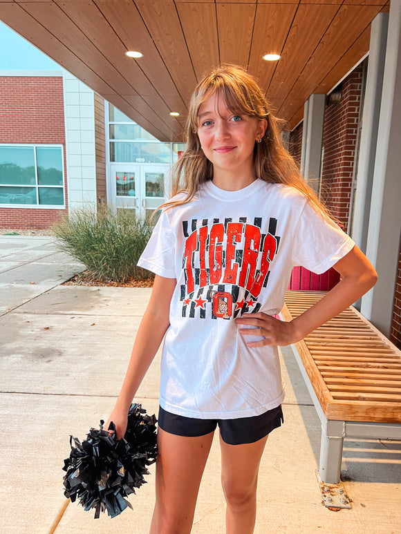 TIGERS CHECK STAR TEE-WHITE