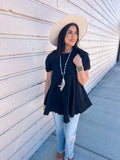 Black Washed Ruffle Top