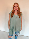 DUSTY MINT FLOWY TOP