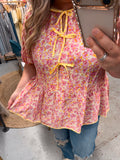 BRIGHT PINK FLORAL TOP