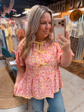 BRIGHT PINK FLORAL TOP