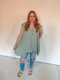 DUSTY MINT FLOWY TOP