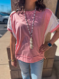 VINTAGE PINK HI LOW SHORT SLEEVE