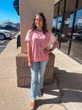 VINTAGE PINK HI LOW SHORT SLEEVE