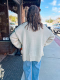 Sage Cable Knit With Hacci Combo Top