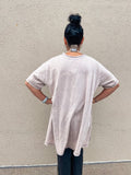 ASH MOCHA CRINKLE WASHED COTTON DROP SHOULDER OVERSIZED TOP