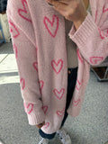 PINK FUZZY HEARTS CARDIGAN