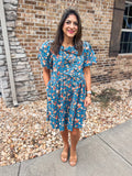 LIGHT DENIM FLORAL DRESS