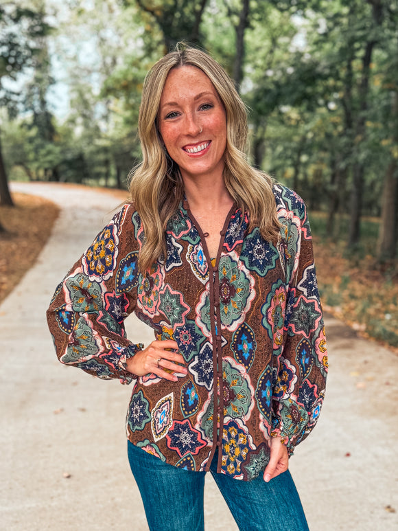 Brown Paisley Top