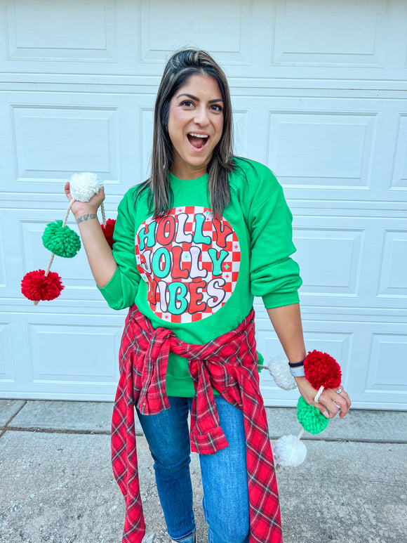 HOLLY JOLLY VIBES SWEATSHIRT (GREEN)