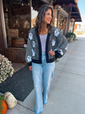 Halloween Pumpkin Bat Artwork Open Front Cardigan