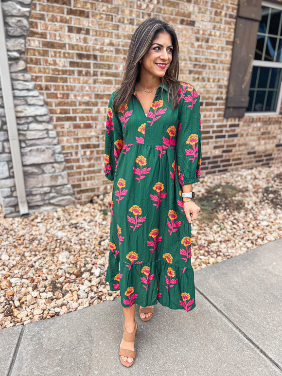 GREEN FLORAL DRESS