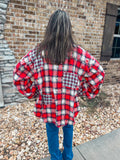 RED PLAID BUTTON UP