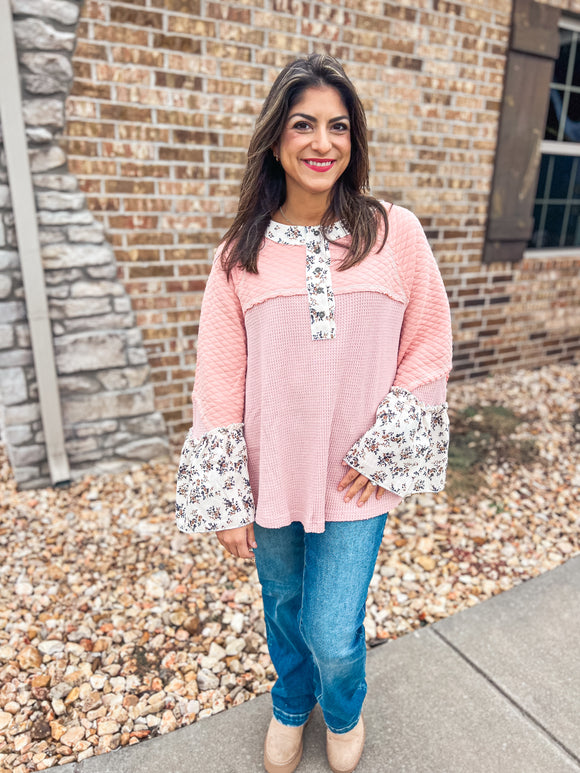 SOFT PINK FLORAL DETAIL TOP